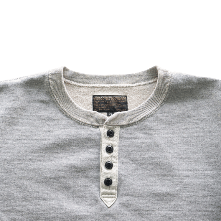 DELUXEWARE デラックスウエア S106-00 OPEN NECK オープンネック ヘンリーネック スウェット 20oz HEAVY KNIT