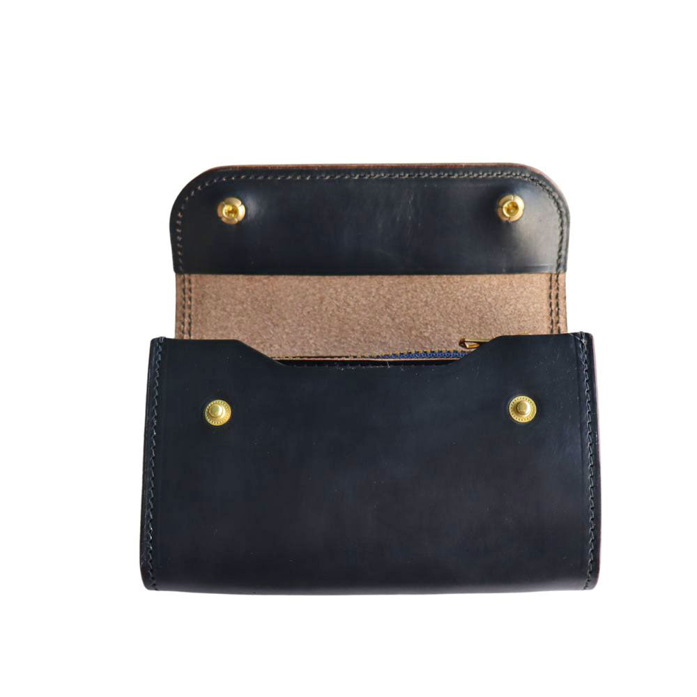 ミドルウォレット　HORWEEN社　ブラック×アンティークブラウン ART BROWN アートブラン Middle Wallet Horween Chromexcel ミドル