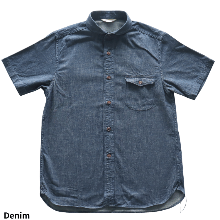 ORGUEIL OR-5107S Denim Shawl Collar Short-Sleeved Shirt Classic Short-Sleeved Shirt Shawl Collar Shirt 7oz Denim