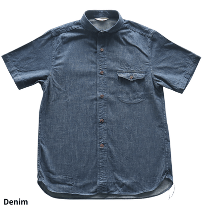 ORGUEIL OR-5107S Denim Shawl Collar Short-Sleeved Shirt Classic Short-Sleeved Shirt Shawl Collar Shirt 7oz Denim