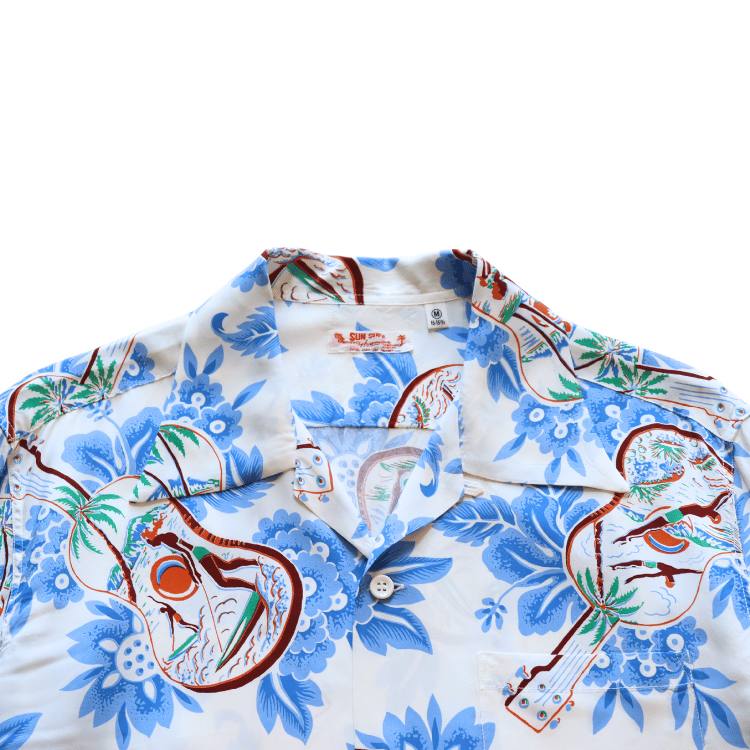 SUN SURF SS39613 S/S RAYON HAWAIIAN SHIRT “UKULELE MELODY” Rayon Hawaiian Shirt Ukulele Melody Hawaiian Shirt Aloha Shirt Ukulele Short-Sleeve Shirt