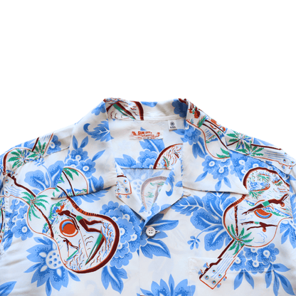 SUN SURF SS39613 S/S RAYON HAWAIIAN SHIRT “UKULELE MELODY” Rayon Hawaiian Shirt Ukulele Melody Hawaiian Shirt Aloha Shirt Ukulele Short-Sleeve Shirt