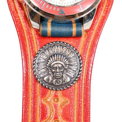 KC'S ケイシイズ KSR060D 手染め・手彫りハンドスタンプ ウォッチブレス スリーコンチョ チーフ  腕時計