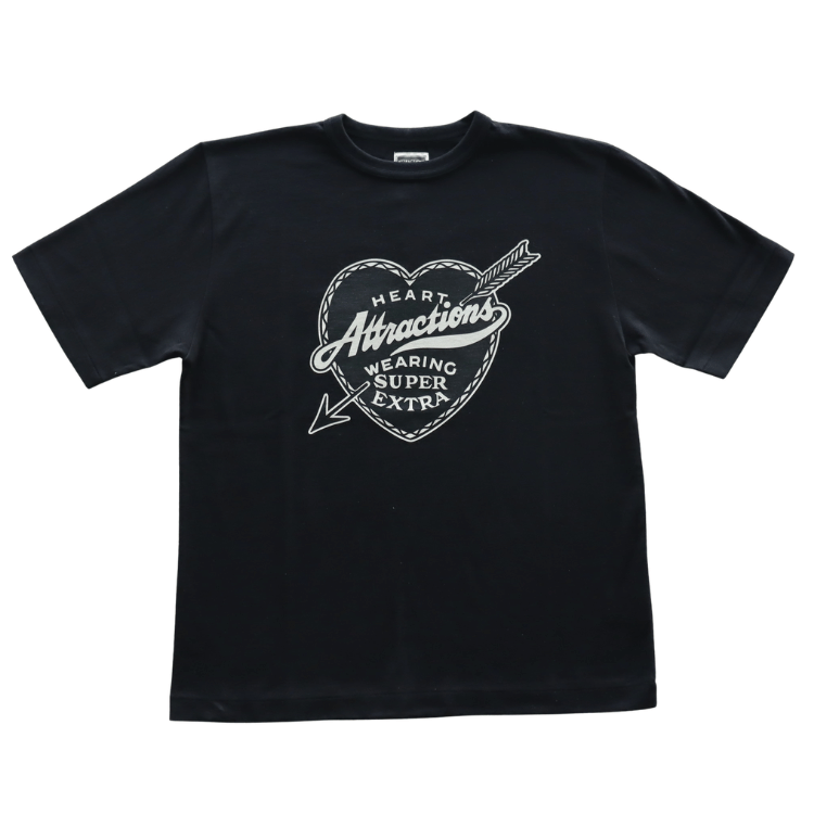 ATTRACTIONS AM0011 Heart Attractions S/S Heart Attractions Men's Short Sleeve T-Shirt, American Casual, MASA SCULP Collaboration
