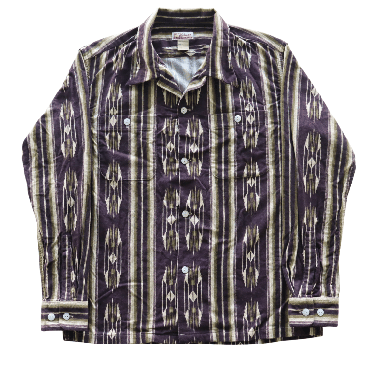 CUSHMAN クッシュマン 25708 NATIVE PURINT NEL OPEN COLLAR SHIRTS ネイティブプリントネルオープンカラーシャツ