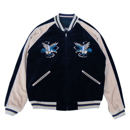 TAILOR TOYO テーラー東洋 TT15975-128 Mid 1950s Style Velveteen (Two-tone) × Acetate Souvenir Jacket “BLUE EAGLE” × “ROARING TIGER” 別珍スーベニアジャケット 別珍 スカジャン 鷲 虎リバーシブル 2トーン サテン生地 スーベニアジャケット 刺繍