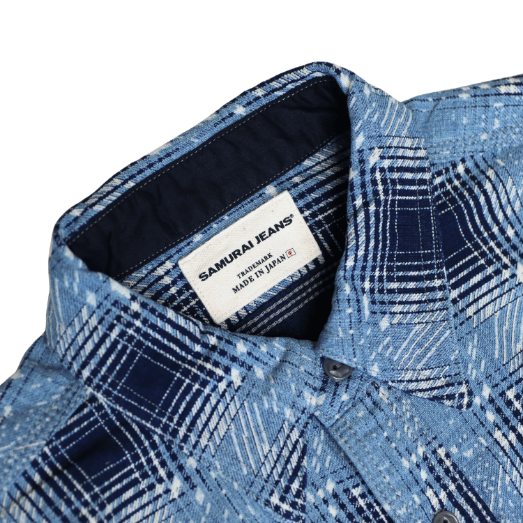 SAMURAI JEANS サムライジーンズ SSS26-YBC 藍抜染雪オンブレチェック柄ワークシャツ