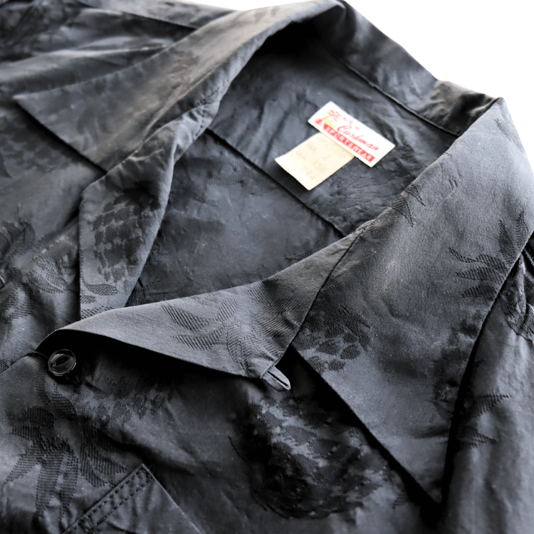 CUSHMAN クッシュマン 25616 PINEAPPLE JACQUARD OPEN COLLAR SHIRTS パイナップルジャガードオープンカラーシャツ 長袖シャツ メンズ パイナップル柄 ジャガード織り