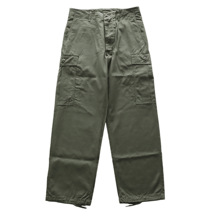 BUZZ RICKSON'S BR42500 TROUSERS, MEN'S, COTTON WIND RESISTANT POPLIN, OLIVE GREEN, ARMY SHADE 107 SHORT LENGTH Military Cargo Trousers