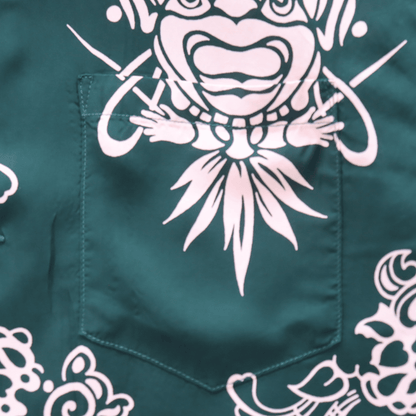 SUN SURF SS39611 S/S RAYON HAWAIIAN SHIRT “INCARNATION OF GOD” Rayon Hawaiian Shirt Incarnation of God Tiki Hawaiian Shirt Aloha Shirt Short Sleeve Shirt