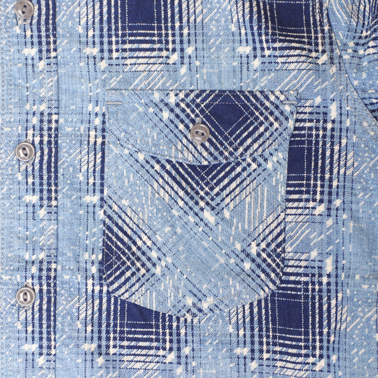 SAMURAI JEANS サムライジーンズ SSS26-YBC 藍抜染雪オンブレチェック柄ワークシャツ