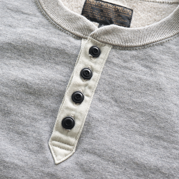 DELUXEWARE デラックスウエア S106-00 OPEN NECK オープンネック ヘンリーネック スウェット 20oz HEAVY KNIT