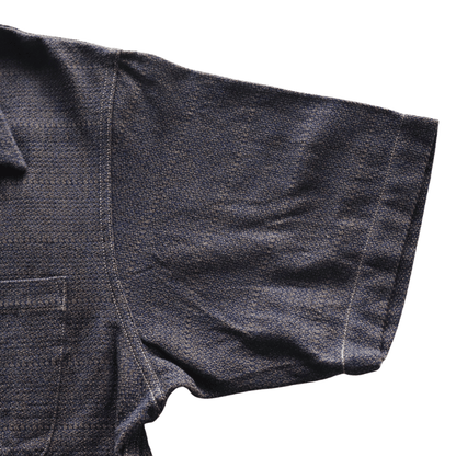 SAMURAI JEANS SOS26-KSK Kano-ko A-Madara Open Collar Short Sleeve Shirt Indigo-Dyed