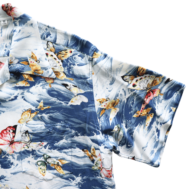 SUN SURF SS39627 S/S RAYON HAWAIIAN SHIRT "BUTTERFLY SPLASH" Rayon Hawaiian Shirt Butterfly Splash Hawaiian Shirt Aloha Shirt Short Sleeve Shirt Butterfly Pattern