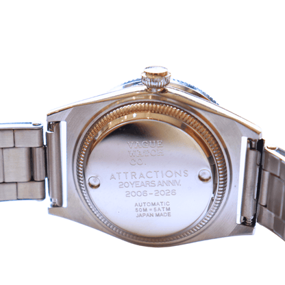 ATTRACTIONS × VAGUE WATCH Co. アトラクションズ X バーグウォッチ A20046 “20TH ANNIVERSARY WRIST WATCH” LIMITED EDITION 20THアニバーサリーリストウォッチ リミテッドエディション 腕時計 メンズ コラボレーション 20周年 アニバーサリーモデル 日本製オートマチックムーブメント