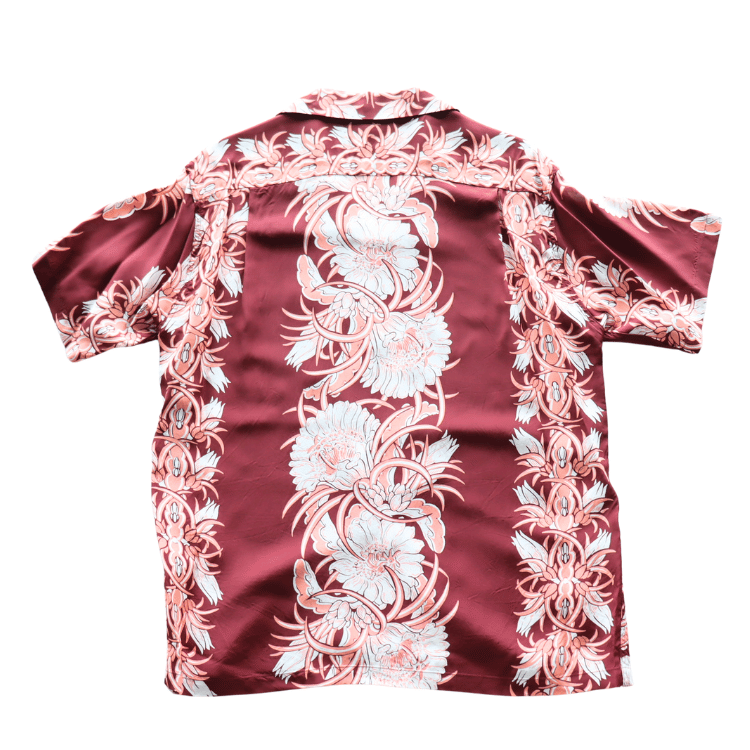 SUN SURF SS39612 S/S RAYON HAWAIIAN SHIRT “NIGHT BLOOMING CEREUS BORDER” Rayon Hawaiian Shirt Night Blooming Cereus Border Hawaiian Shirt Aloha Shirt Night Blooming Cereus Short Sleeve Shirt