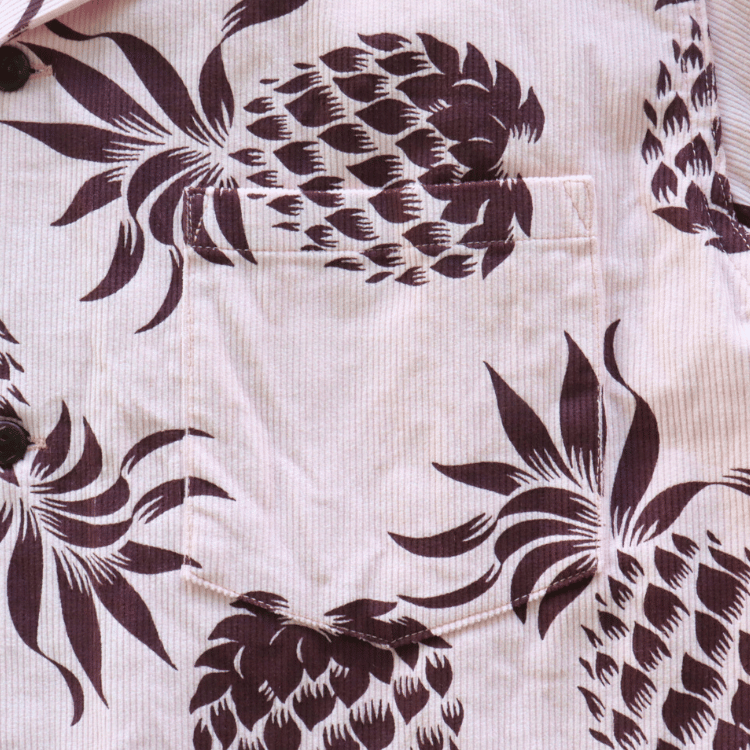 SUN SURF サンサーフ SS29580 L/S CORDUROY OPEN SHIRT “DUKE'S PINEAPPLE” 長袖 アロハシャツ デューク・カハナモク パイナップル コットン100%
