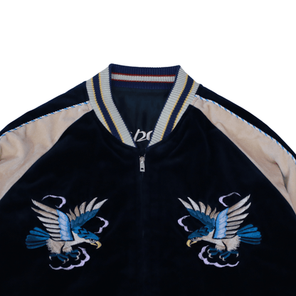 TAILOR TOYO テーラー東洋 TT15975-128 Mid 1950s Style Velveteen (Two-tone) × Acetate Souvenir Jacket “BLUE EAGLE” × “ROARING TIGER” 別珍スーベニアジャケット 別珍 スカジャン 鷲 虎リバーシブル 2トーン サテン生地 スーベニアジャケット 刺繍