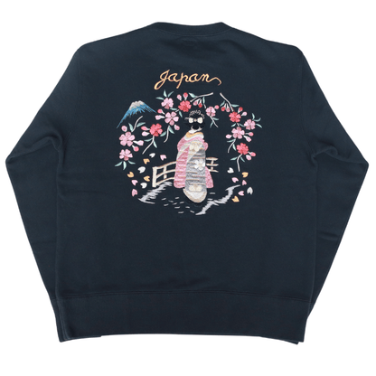 TAILOR TOYO TT69815 SUKA CREW SWEAT EMBROIDERED “MAIKO” Crewneck Sweatshirt, Fleece-lined