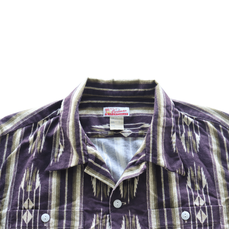 CUSHMAN クッシュマン 25708 NATIVE PURINT NEL OPEN COLLAR SHIRTS ネイティブプリントネルオープンカラーシャツ