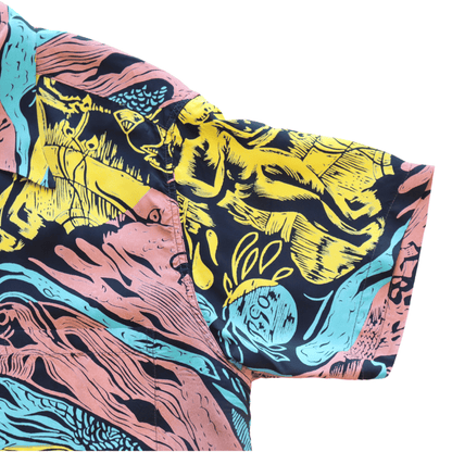 SUN SURF SS39673 S/S SUN SURF SPECIAL EDITION “GAUGUIN WOODCUT MYSTIC” Hawaiian Shirt Aloha Shirt Paul Gauguin Short Sleeve Shirt