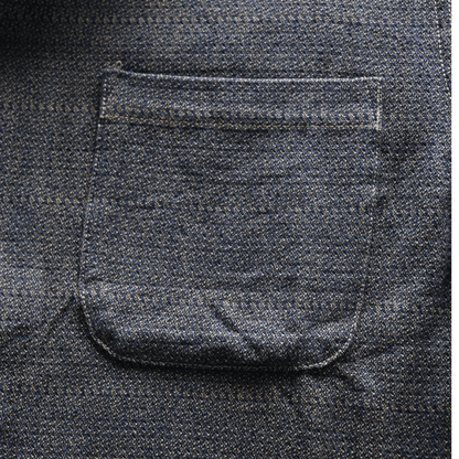SAMURAI JEANS SOS26-KSK Kano-ko A-Madara Open Collar Short Sleeve Shirt Indigo-Dyed