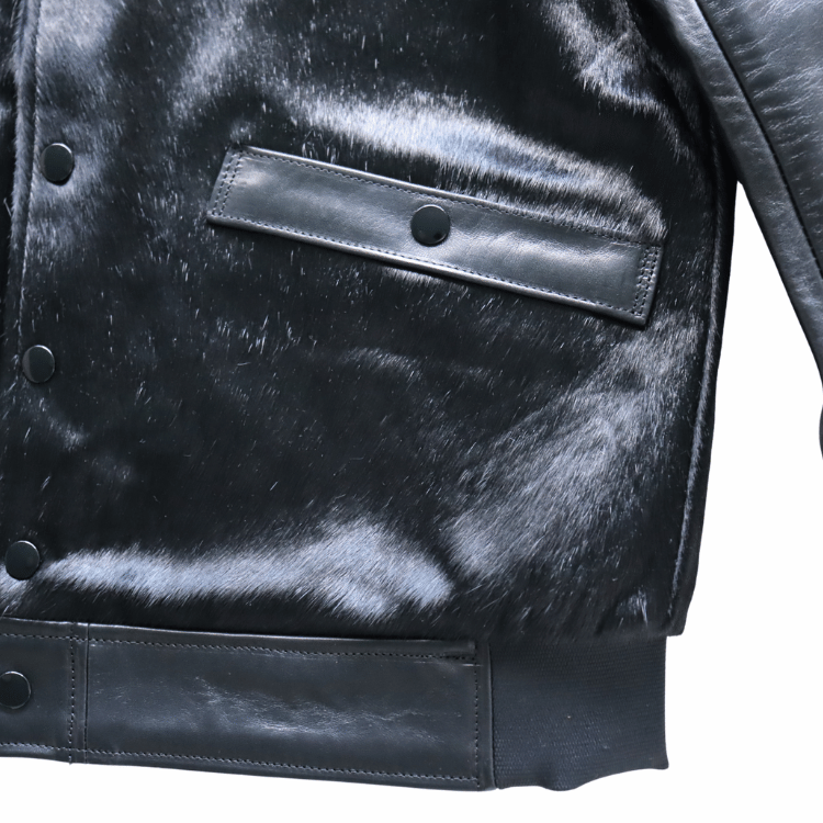 Bilt Buck by ATTRACTIONS Lot. 625 Hair On Horsehide King Shawl Jacket Black Leather Jacket