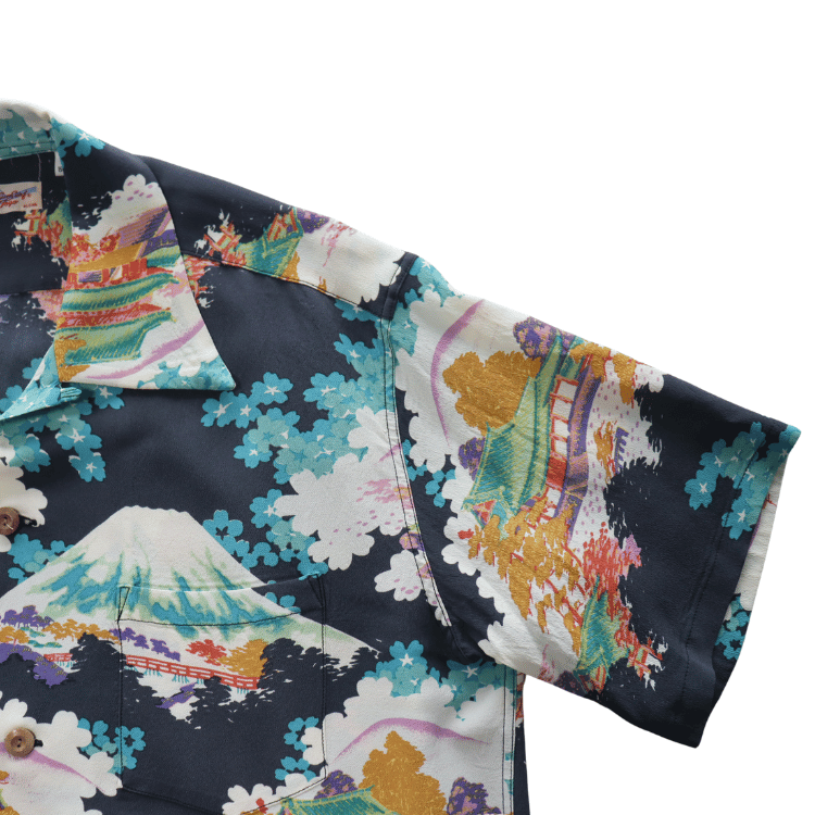 SUN SURF SS39618 S/S RAYON HAWAIIAN SHIRT "ANCIENT CAPITAL" Rayon Hawaiian Shirt Ancient Capital Japanese Pattern Hawaiian Shirt Aloha Shirt Short Sleeve Shirt