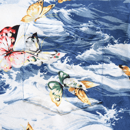 SUN SURF SS39627 S/S RAYON HAWAIIAN SHIRT "BUTTERFLY SPLASH" Rayon Hawaiian Shirt Butterfly Splash Hawaiian Shirt Aloha Shirt Short Sleeve Shirt Butterfly Pattern