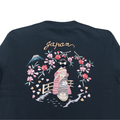 TAILOR TOYO TT69815 SUKA CREW SWEAT EMBROIDERED “MAIKO” Crewneck Sweatshirt, Fleece-lined