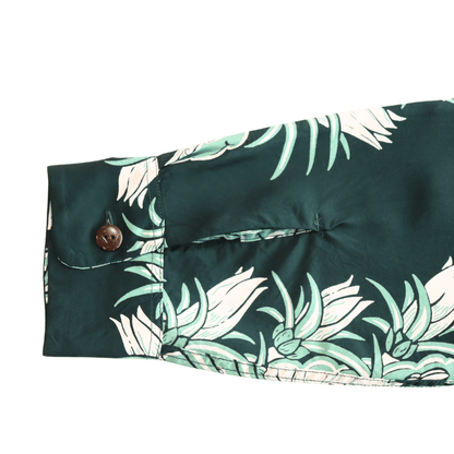 SUN SURF SS29602 L/S RAYON HAWAIIAN SHIRT NIGHT BLOOMING CEREUS BORDER Hawaiian Shirt Aloha Shirt Long Sleeve Shirt