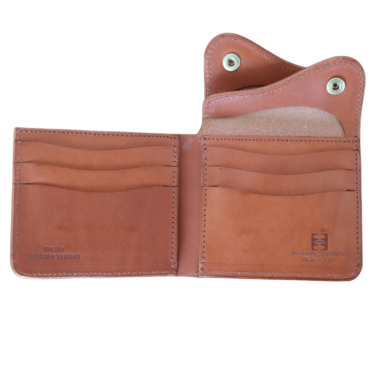 池之端銀革店 Cramp Cr-158 イタリアンシュリンクレザー Wフラップ 二つ折り財布