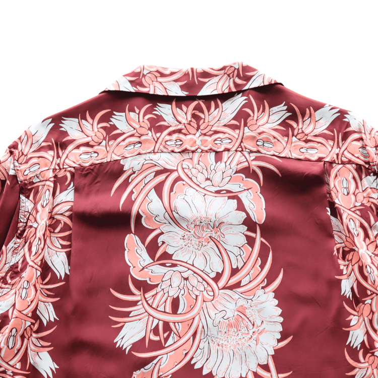 SUN SURF SS39612 S/S RAYON HAWAIIAN SHIRT “NIGHT BLOOMING CEREUS BORDER” Rayon Hawaiian Shirt Night Blooming Cereus Border Hawaiian Shirt Aloha Shirt Night Blooming Cereus Short Sleeve Shirt