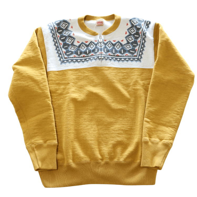 DELUXEWARE デラックスウエア S105-24A SNOW HALF ZIP 希少なヴィンテージ雪柄を採用したハーフジップスウェット