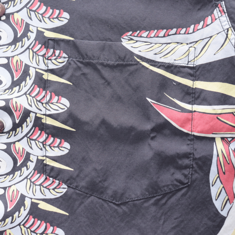 DELUXEWARE AL-20S BIRD OF PARADISE Hawaiian Shirt, Aloha Shirt, Short Sleeve Shirt, Border Pattern