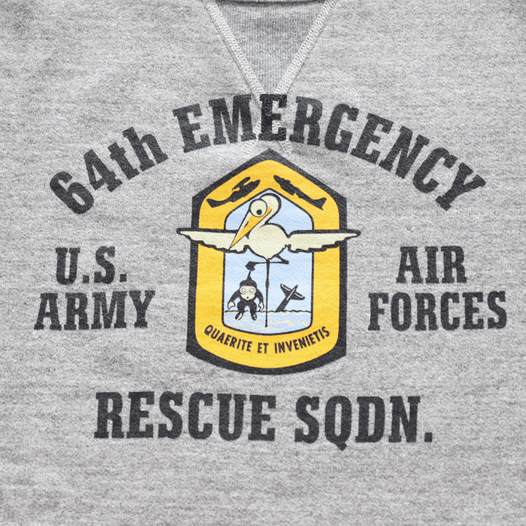 BUZZ RICKSON'S バズリクソンズ BR69635 SET-IN CREW SWEAT 64th EMERGENCY RESCUE セットインクルーネックスウェット 64th エマージェンシーレスキュー