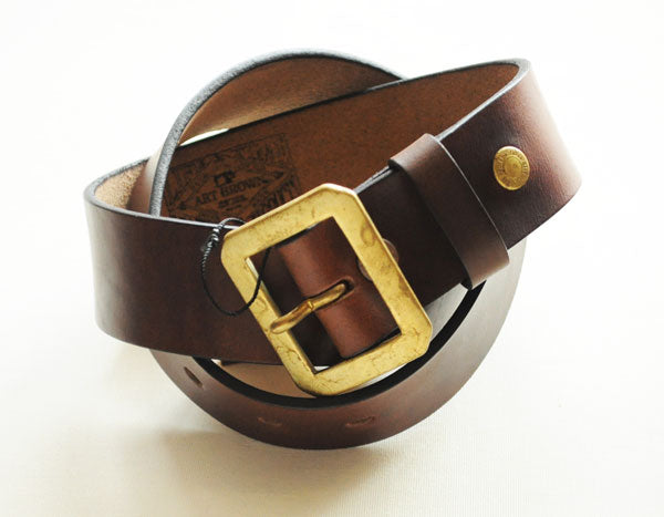 ART BROWN アートブラウン VGB40142AB クロムエクセルレザー 40mm幅 真鍮バックル ギャリソンベルト プルアップレザー ゴールド ホーウィン社  オイルドレザー グッズ ベルト 日本製