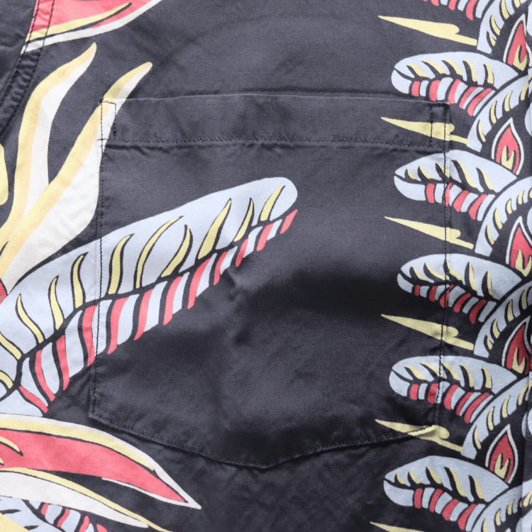 DELUXEWARE AL-20S BIRD OF PARADISE Hawaiian Shirt, Aloha Shirt, Short Sleeve Shirt, Border Pattern
