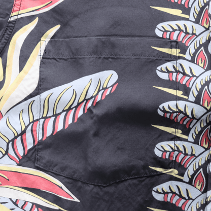 DELUXEWARE AL-20S BIRD OF PARADISE Hawaiian Shirt, Aloha Shirt, Short Sleeve Shirt, Border Pattern