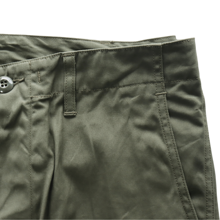 BUZZ RICKSON'S BR42500 TROUSERS, MEN'S, COTTON WIND RESISTANT POPLIN, OLIVE GREEN, ARMY SHADE 107 SHORT LENGTH Military Cargo Trousers