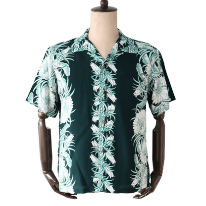 SUN SURF SS39612 S/S RAYON HAWAIIAN SHIRT “NIGHT BLOOMING CEREUS BORDER” Rayon Hawaiian Shirt Night Blooming Cereus Border Hawaiian Shirt Aloha Shirt Night Blooming Cereus Short Sleeve Shirt