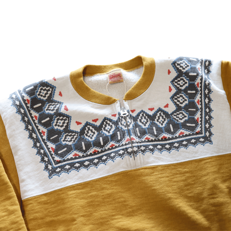 DELUXEWARE デラックスウエア S105-24A SNOW HALF ZIP 希少なヴィンテージ雪柄を採用したハーフジップスウェット