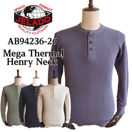 JELADO ジェラード AB94236-26 Mega Thermal Henry Neck メガサーマル ヘンリーネック Tシャツ トップス 長袖 ミリタリー 防寒 保温 サーマルワッフル