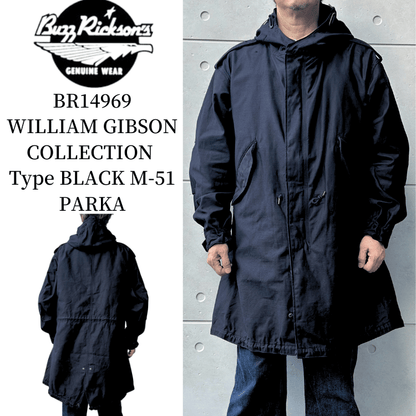 BUZZ RICKSON'S BR14969 WILLIAM GIBSON COLLECTION Type BLACK M-51 PARKA William Gibson Collection Black M-51 Parka M-51 Field Parka Mod Coat