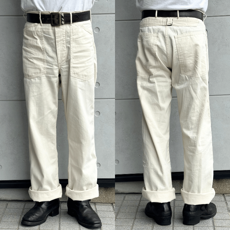 BUZZ RICKSON'S BR42635 TROUSERS, WORKING, WHITE TWILL Army Trousers, Denim Trousers, Work Pants, Military