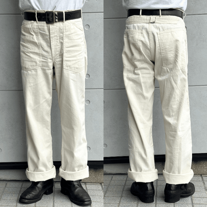 BUZZ RICKSON'S BR42635 TROUSERS, WORKING, WHITE TWILL Army Trousers, Denim Trousers, Work Pants, Military