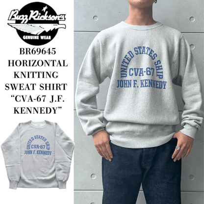 BUZZ RICKSON'S BR69645 HORIZONTAL KNITTING SWEAT SHIRT "CVA-67 JF KENNEDY" Horizontal knitting sweatshirt