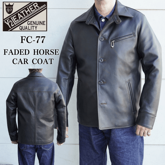 Y'2 LEATHER FC-77 FADED HORSE CAR COAT Leather Jacket Horsehide